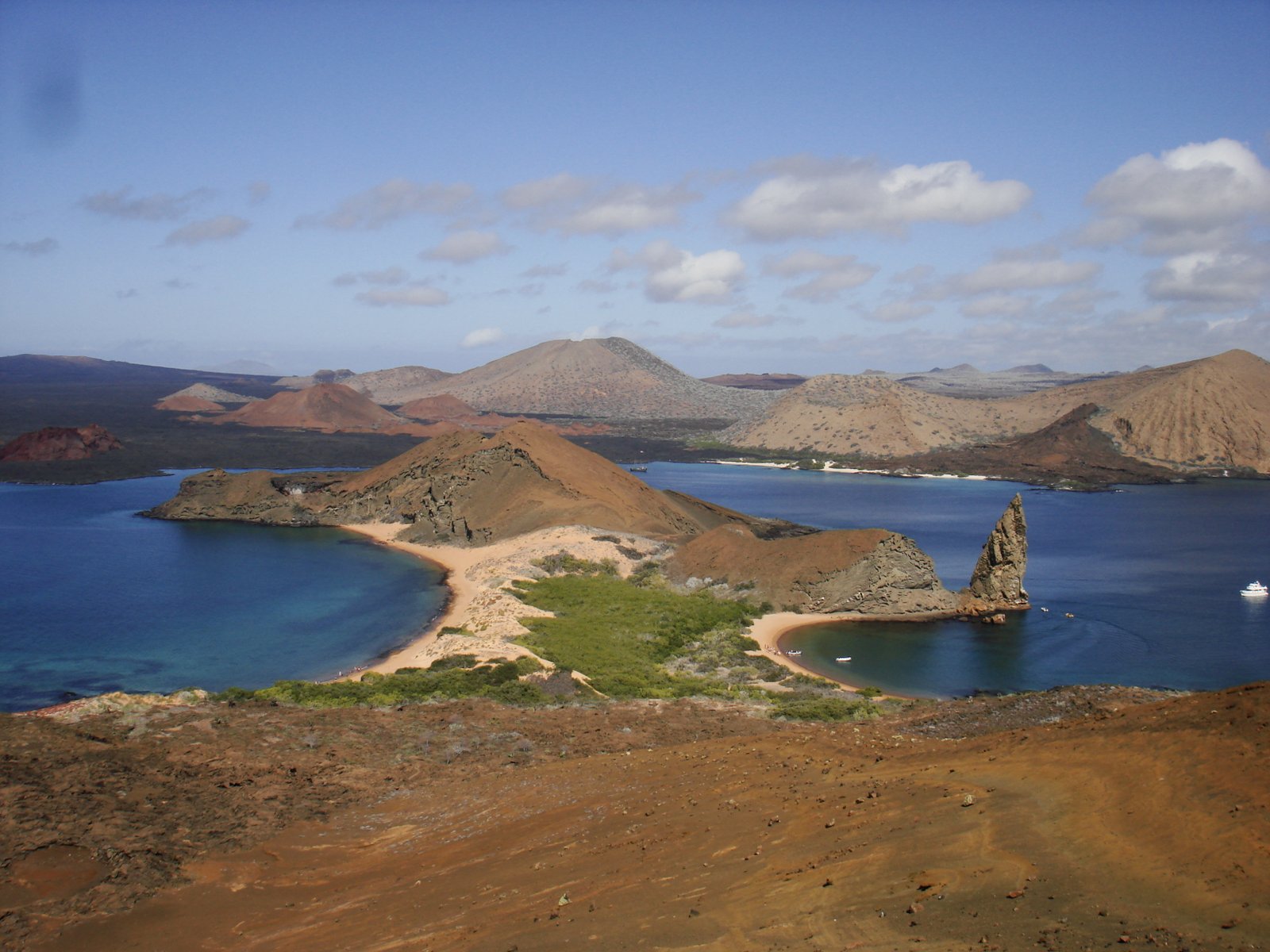 Bartolomé Island view, Galapagos Islands. Pinnacle Rock is seen at right. | Galapagos Islands in Ecuador