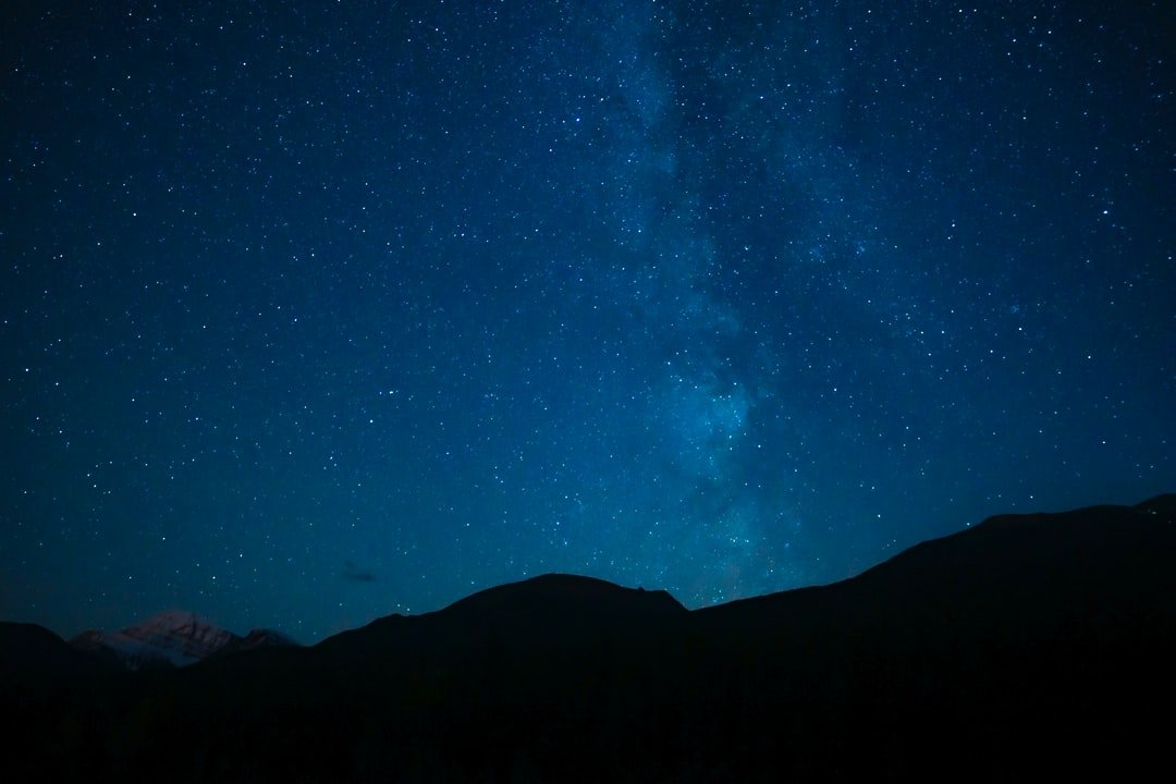 Summer Night Sky Of Stars And Milky Way With Silhouette Mountains | Jasper National Park in Canada