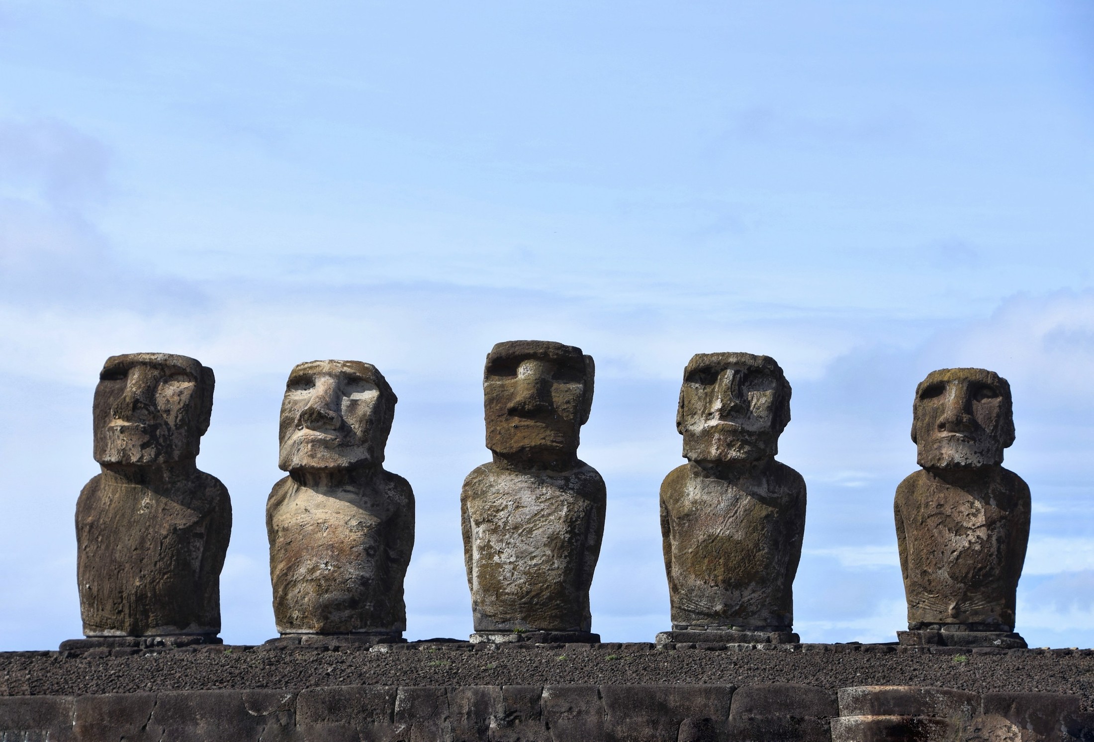 The iconic Moai heads at a Unesco Heritage National Park from Easter Island, Chile. | Easter Island in Chile